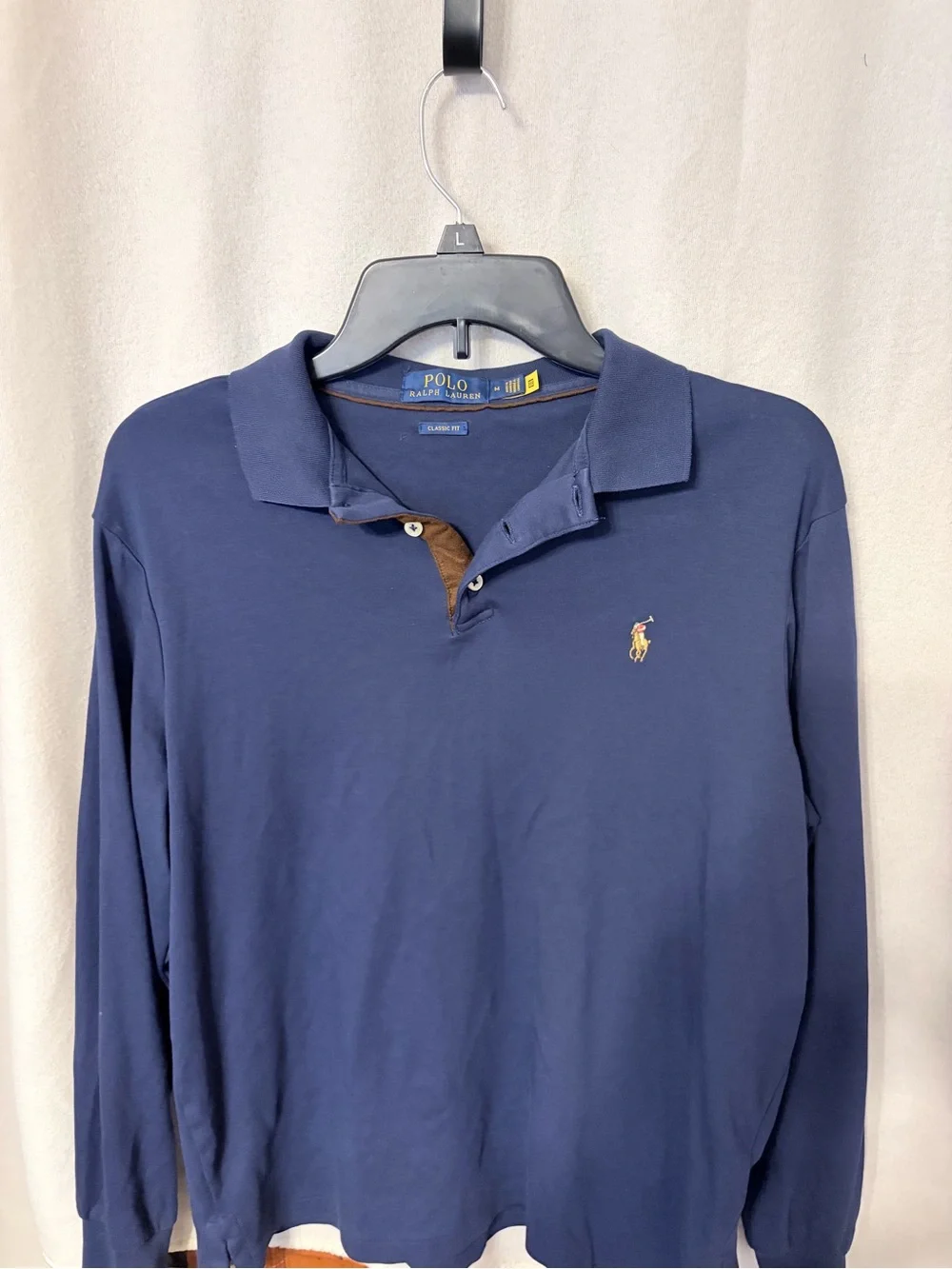 Ralph Lauren Long-Sleeve Polo Shirt in Navy with Contrast Placket